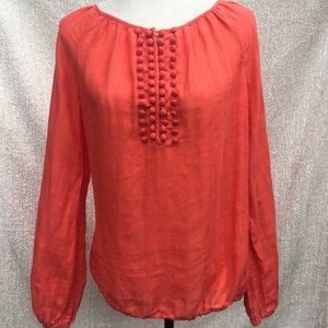 Tory Burch linen tangerine blouse